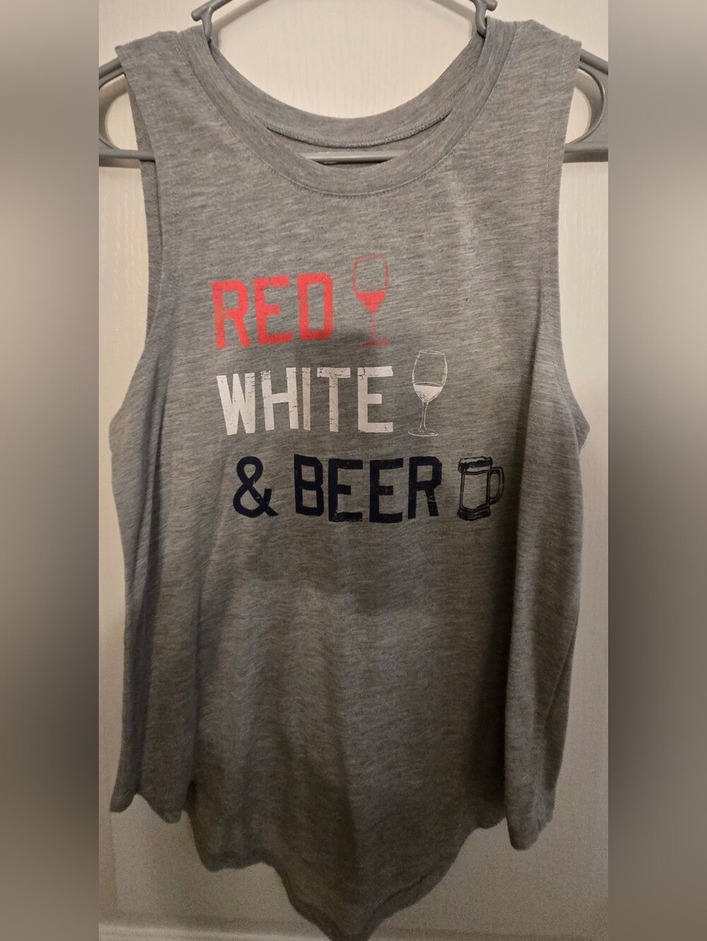 Grayson Threads Gray Graphic Red, White & Beer Tank Top